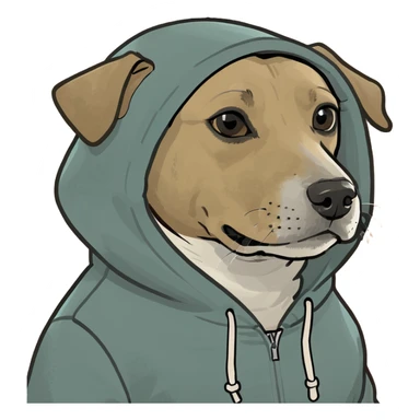 dog wearing a hoodie drinking matcha sticker