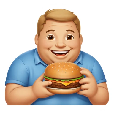 fat man eating burger sticker
