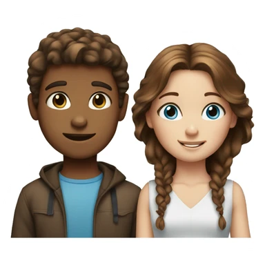 brown hair boy and browns hair girl with blue eyes and freckles sticker