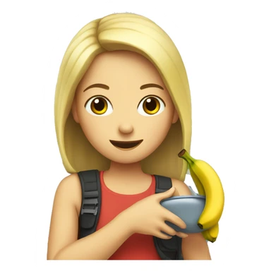 girl outdoors with car eating a banana sticker