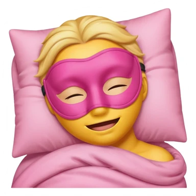 sleeping emoji with pink mask sticker