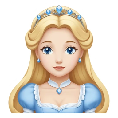 Cinematic Elegant Cinderella Portrait Emoji, Graceful and poised in her classic maid attire, golden locks cascading softly, bright blue eyes full of hope, a gentle glow of kindness and determination, delicate and humble yet undeniably beautiful, evoking the moment before her magical transformation, pure enchantment in her gaze! sticker