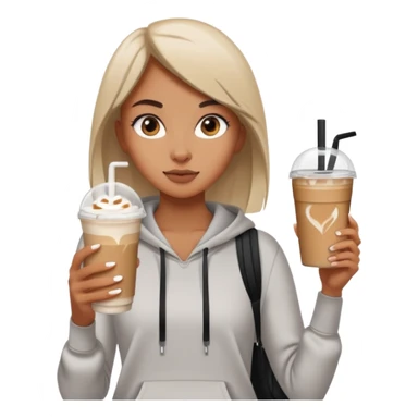 A girl on a hot girl walk in athleisure holding an iced latte sticker