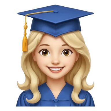 Graduated Students, Cheerful girl, long wavy hair, wearing graduation cap sticker