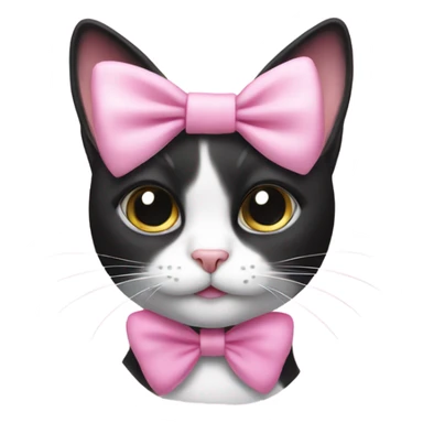 Black and white cat with pink bow sticker