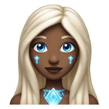 magical diva with thin pink andromedan skin long hair and blue eyes glowing third eye sticker