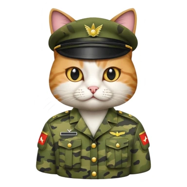 Cat in army outfit sticker