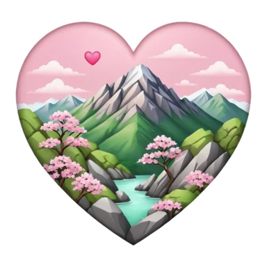 sakura heart with a mountain in the background sticker
