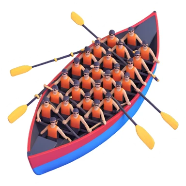 eight-person Olympic rowing boat with professional racing style, eight rowers included, detailed, top-down view sticker