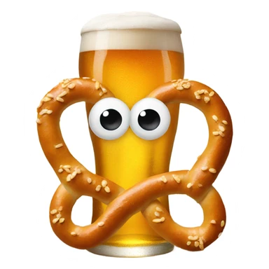 Pretzel with a face holding a beer sticker