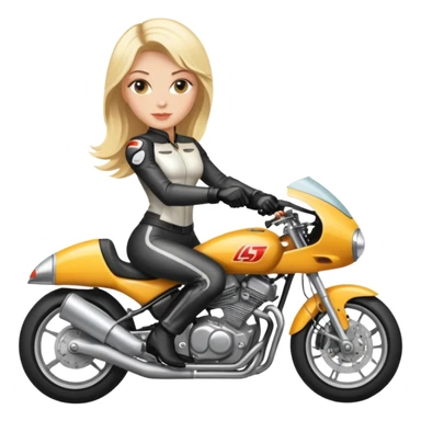 Blonde beautiful woman on a racing motorcycle  sticker