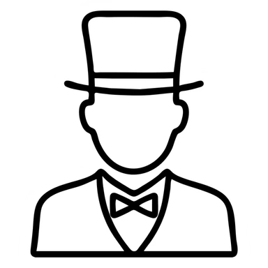 man in a top hat, outlined icon sticker