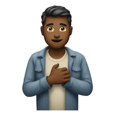 a man holding his right hand on his heart, the other hand down sticker
