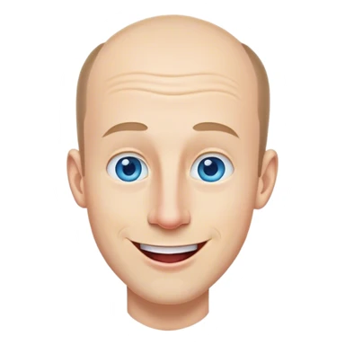 Receding hairline white male smiling portrait blue eyes long nose tongue sticking out side view sticker