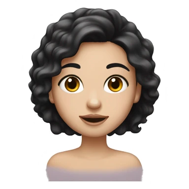 white girl with black hair applying cream on face sticker