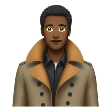 Trench coat with leather fur collar man sticker