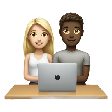white boy and girl behind laptop sticker