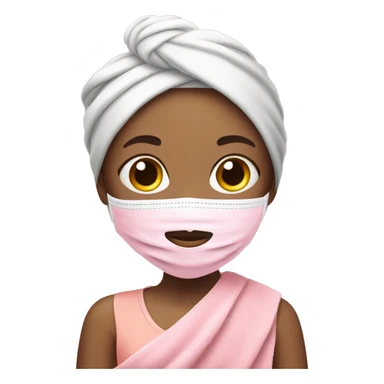 Girl with pink face mask and hairtowel sticker