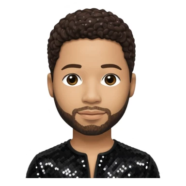 Jussie Smollett with dark brown hair, black sequin outfit sticker