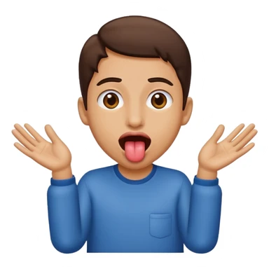 tongue out with hands to the side ￼ sticker