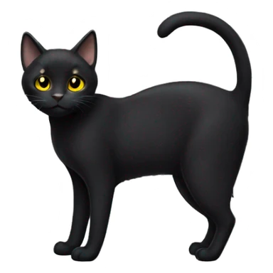 Small short hair black cat full body yellow eyes furry ears sticker