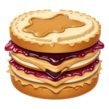 a round uncrustable sandwich with crimped edges and a bite taken out of it sticker