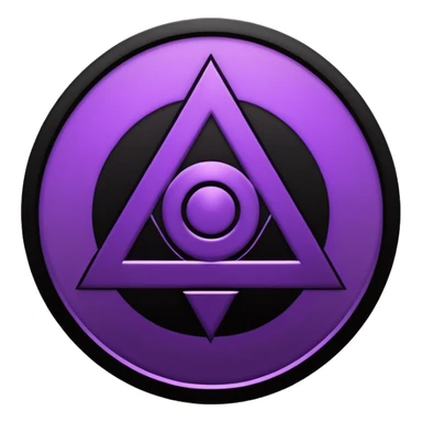 Emoji, dark futuristic occult sigil, symmetrical geometric shape, black metal with faint violet glow, gothic cyber aesthetic, minimal flat design, sharp edges, centered, transparent background sticker