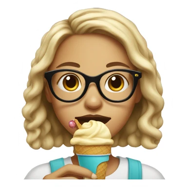 portrait of a girl with glasses eating ice cream sticker