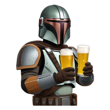 mandolorian drinking beer sticker