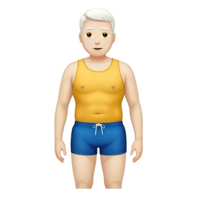 Man in swimming shorts  white skin dark yellow short big body sticker