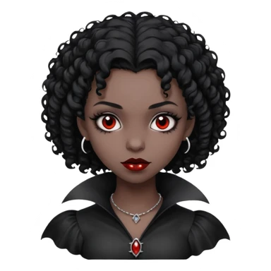 A black vampire girl with short curly hair sticker