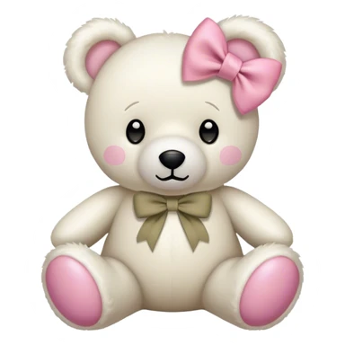 white Teddy bear with khaki pink bow sticker