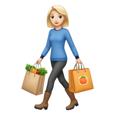 Una donna con gli stivaletti che va a fare la spesa sticker