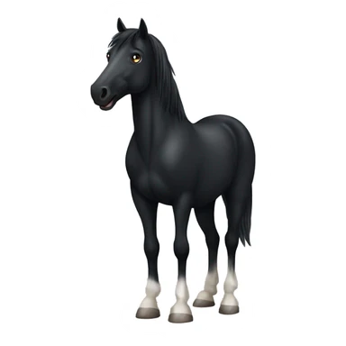 Black horse with with a white spot on the belly and leg sticker