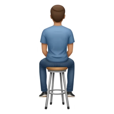a person sitting on stool full back head turn

 sticker