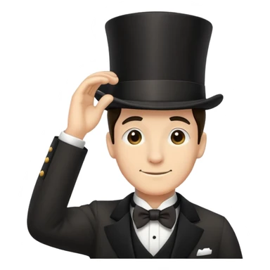a butler with a black top hat tipping his hat in gratitude sticker