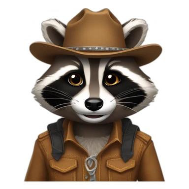raccoon cowboy smile sticker