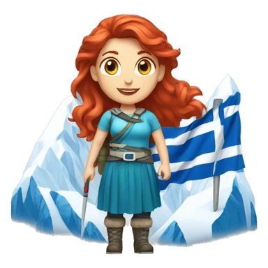 a red hair female on everest with greek flag sticker
