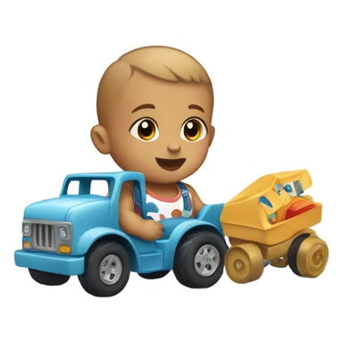 Baby with toy truck sticker