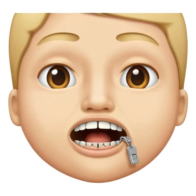 person zipping their mouth closed with a zipper sticker