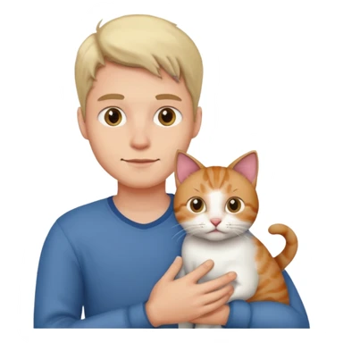 a guy holding a cat sticker