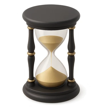 a classic hourglass with sand in 3D black style sticker
