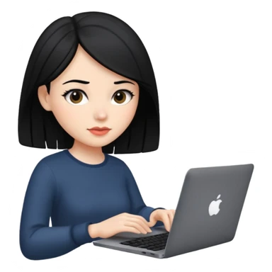 macbook black long hair beauty  sticker