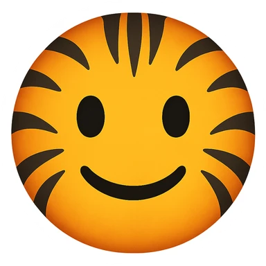 yellow face with orange tiger stripes, digital illustration sticker
