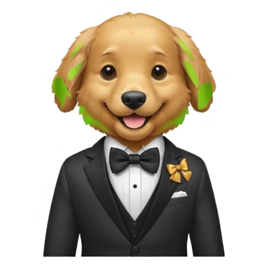 dog with bow in suit. sticker