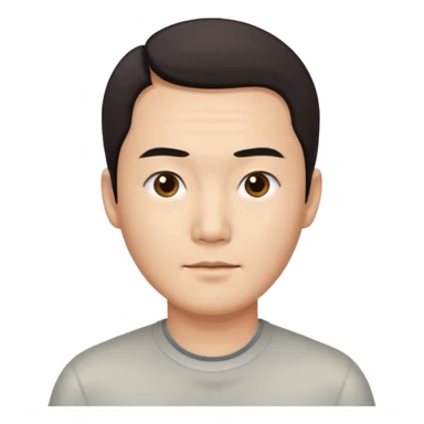 Create an emoji-style image of an Asian man with a middle-part hairstyle and a receding hairline. sticker