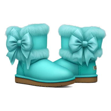 Realistic pair of tiffany blue fur Ugg boots  with ribbon bows. sticker