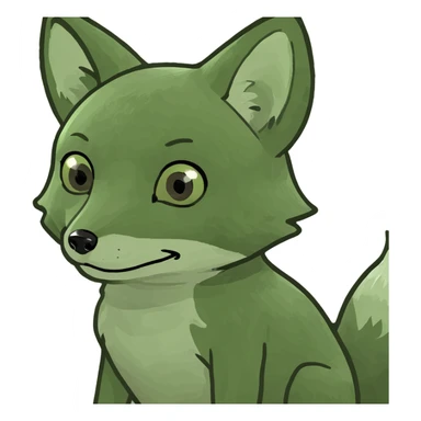 baby fox looking surprised in bufo frog meme style sticker