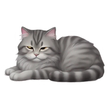 Gray siberian cat sleeping on light pink bed sticker