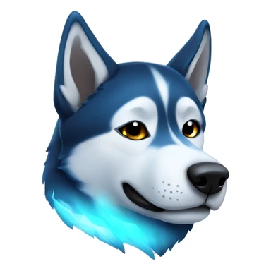 glowing blue and black husky sleeping  sticker
